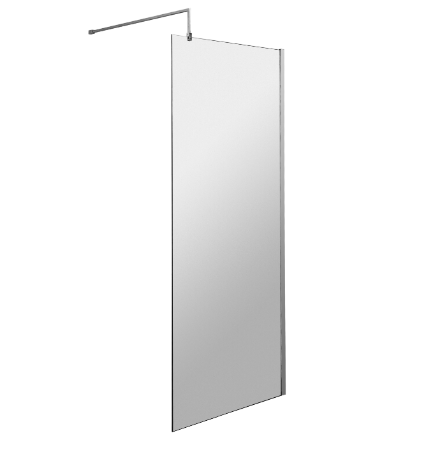Cascade 8mm Glass Wetroom Panel With Support Bar