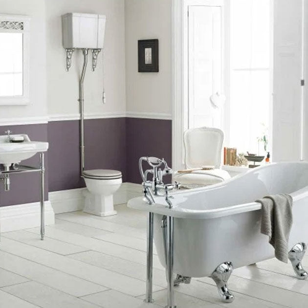 Classique Comfort Height High Level Toilet with Cistern, Seat & Flush Pipe Kit - White
