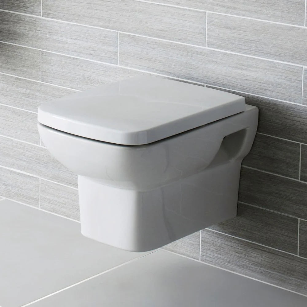 Trio Modern Wall Hung Toilet With Soft Close Seat - White