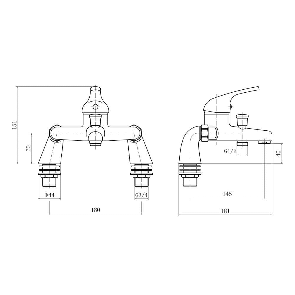 VeeBath Egham Bath Basin Taps Set Designer Chrome Sink Tap & Bath Shower Mixer