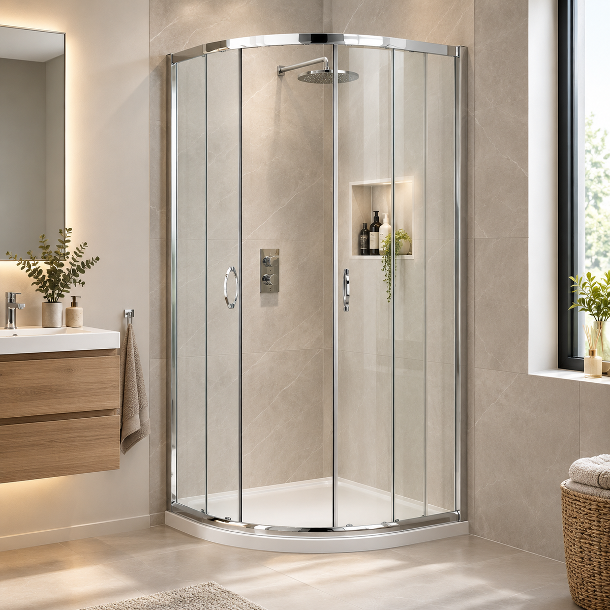 Foundry 5mm Glass 2 Door Quadrant Shower Enclosure - Chrome