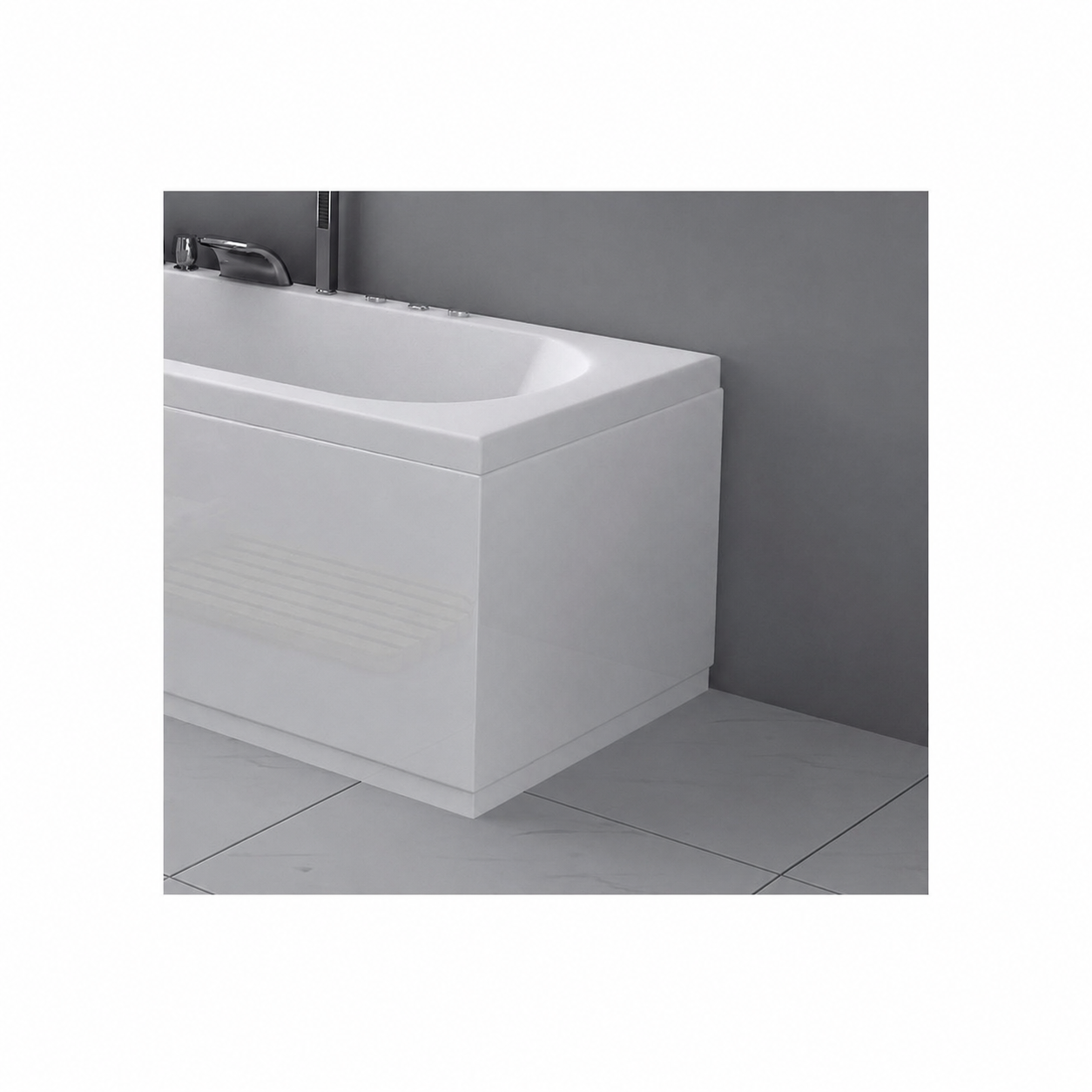 VeeBath Aeris Double End Bath Panel, Waterproof PVC Bath Side Cover Panel, Modern Bathroom Front Panel - Gloss Finish