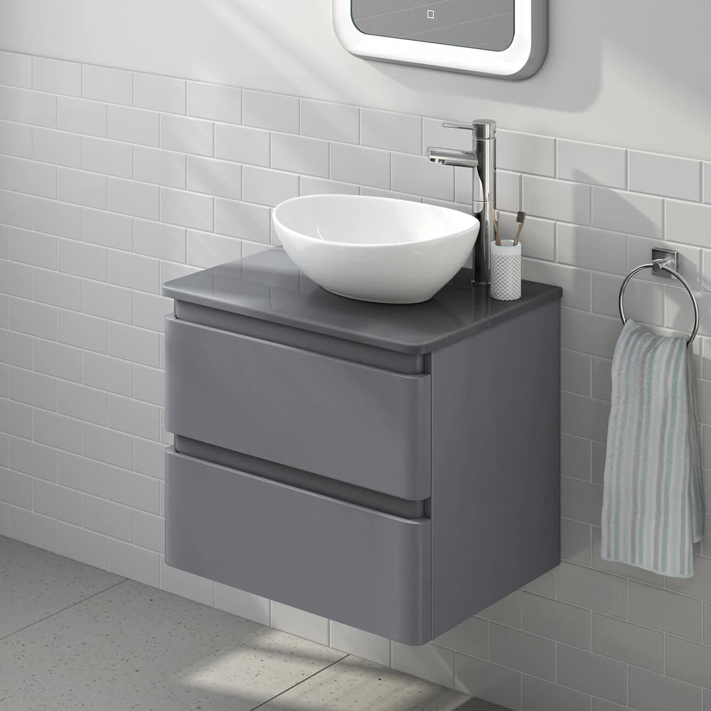 iBathUK Modro Modern Wall Hung Oval Ceramic Cloakroom Basin, Durable and Stylish Cloakroom Wall Hung Sink