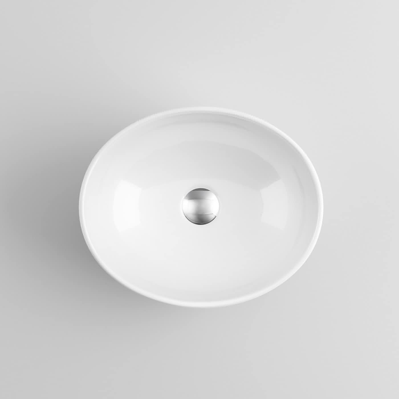 Modern Oval Ceramic Countertop Basin - 410mm x 335mm - Gloss White