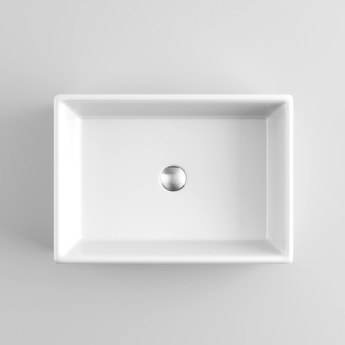 Modern Rectangular Ceramic Countertop Basin - 480mm x 390mm - Gloss White