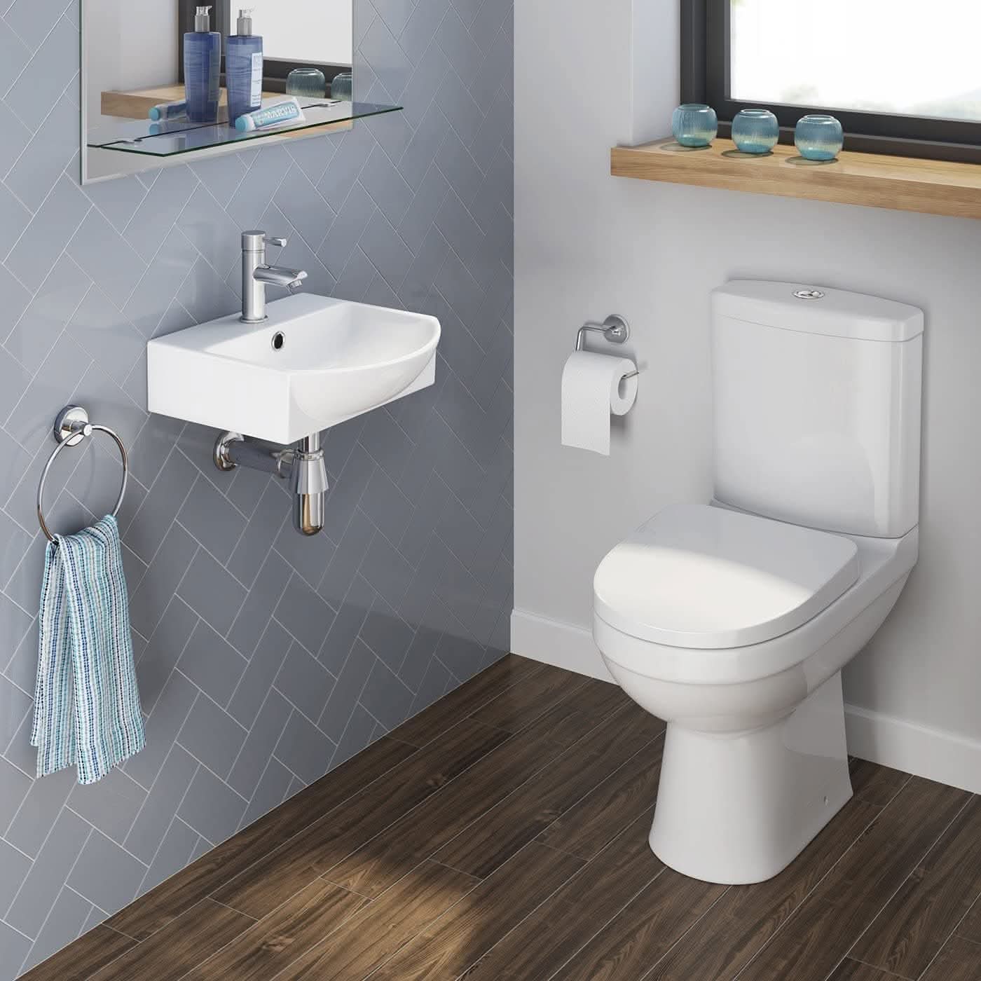 Modern Curved Ceramic Wall Hung Basin - 350mm x 350mm - Gloss White