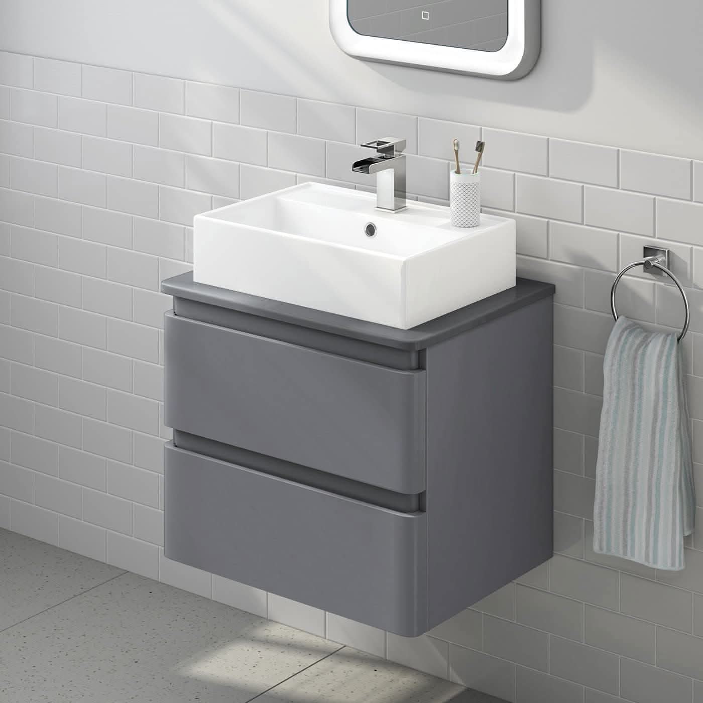 Modern Rectangular Ceramic Wall Hung Basin - 510mm x 360mm - Gloss White