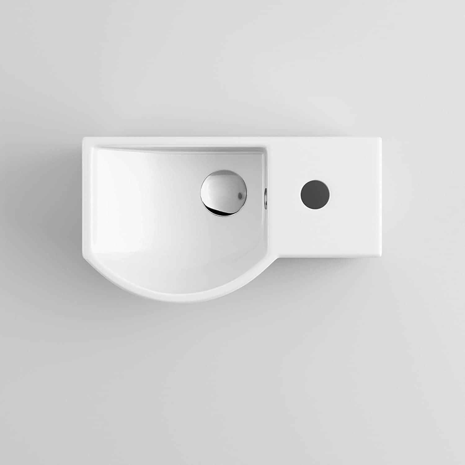 Modern Ceramic Small Cloakroom Wall Hung Basin - 395mm x 280mm - Gloss White