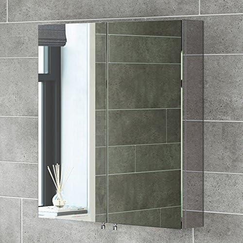 iBathUK Double Door 670 x 600mm iBathUK Bathroom Mirror Cabinet Wall Mounted Single or Double Door