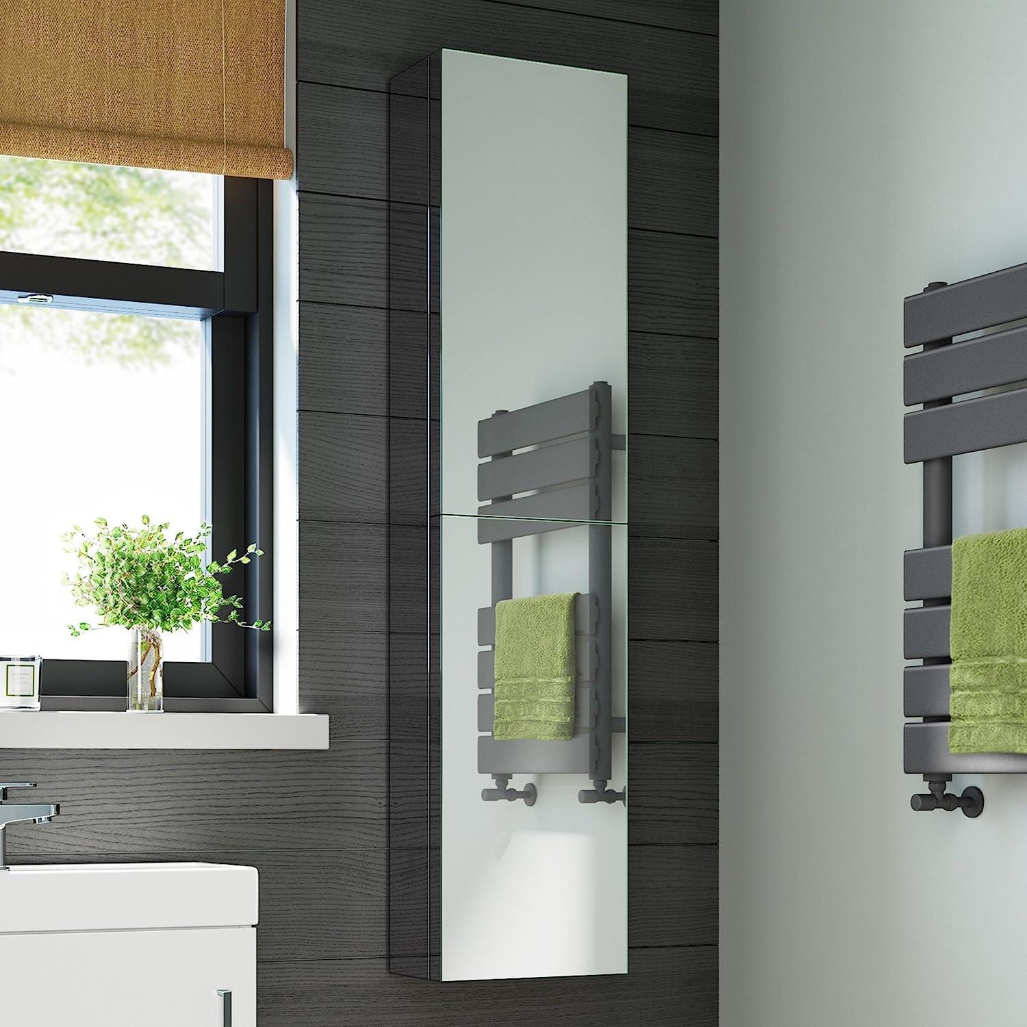 iBathUK Furniture > Mirrors iBathUK Mirror Tall Cabinet Double Door Stainless Steel 1300 x 300mm