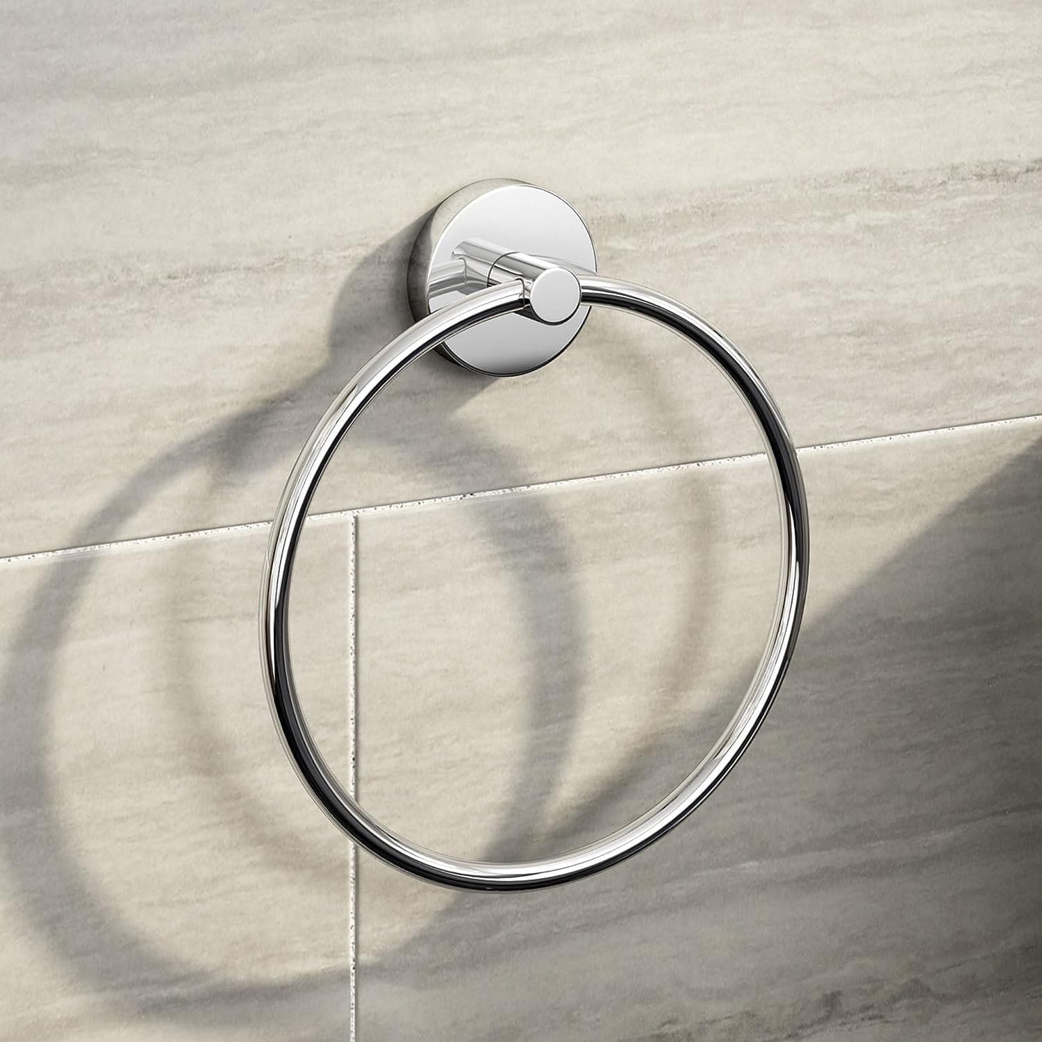 VeeBath Bathroom > Bathroom Accessories iBathUK Towel Ring Holder Wall Mounted Round Modern Chrome