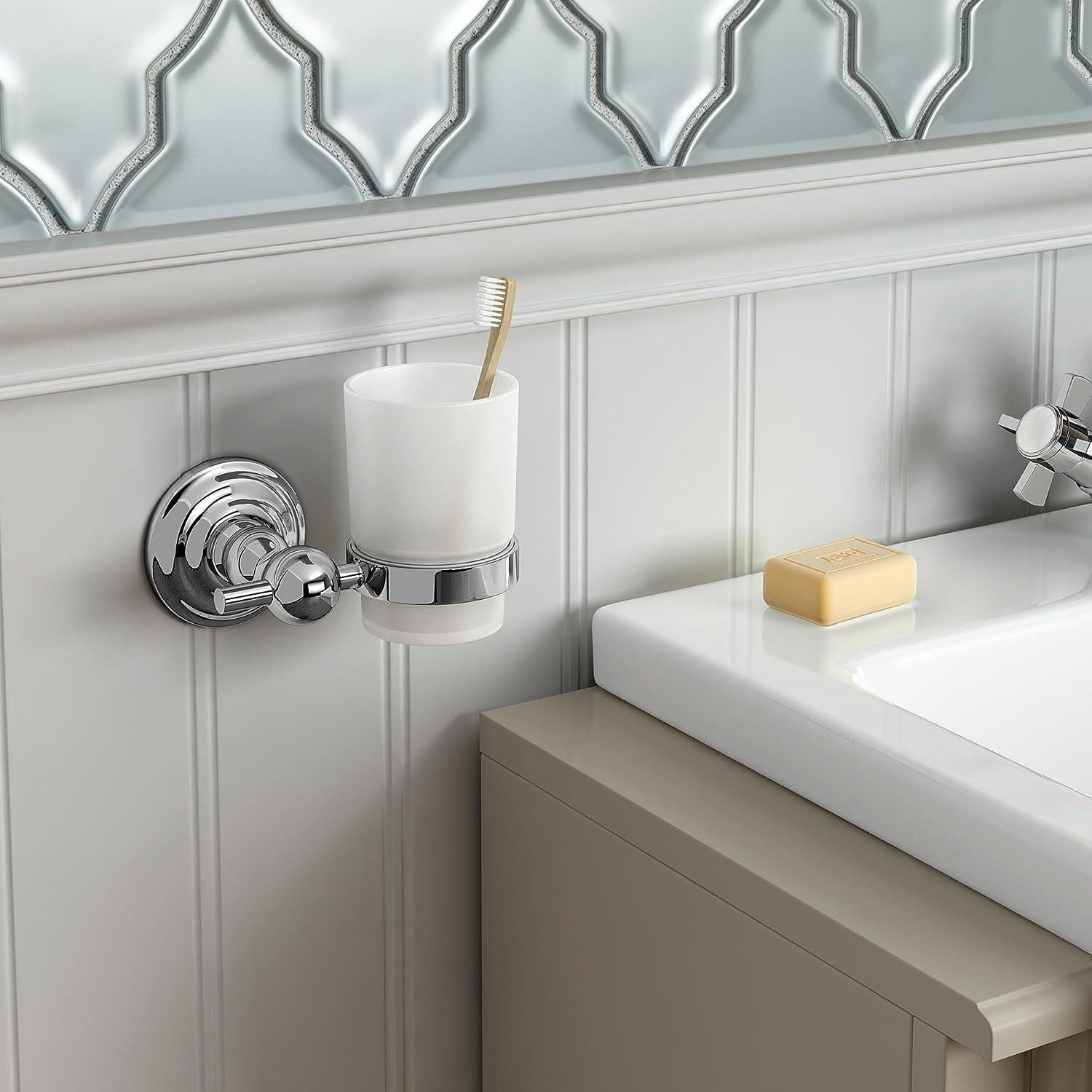 iBathUK Bathroom > Bathroom Accessories iBathUK Traditional Toothbrush Holder Wall Mounted Tumbler Chrome