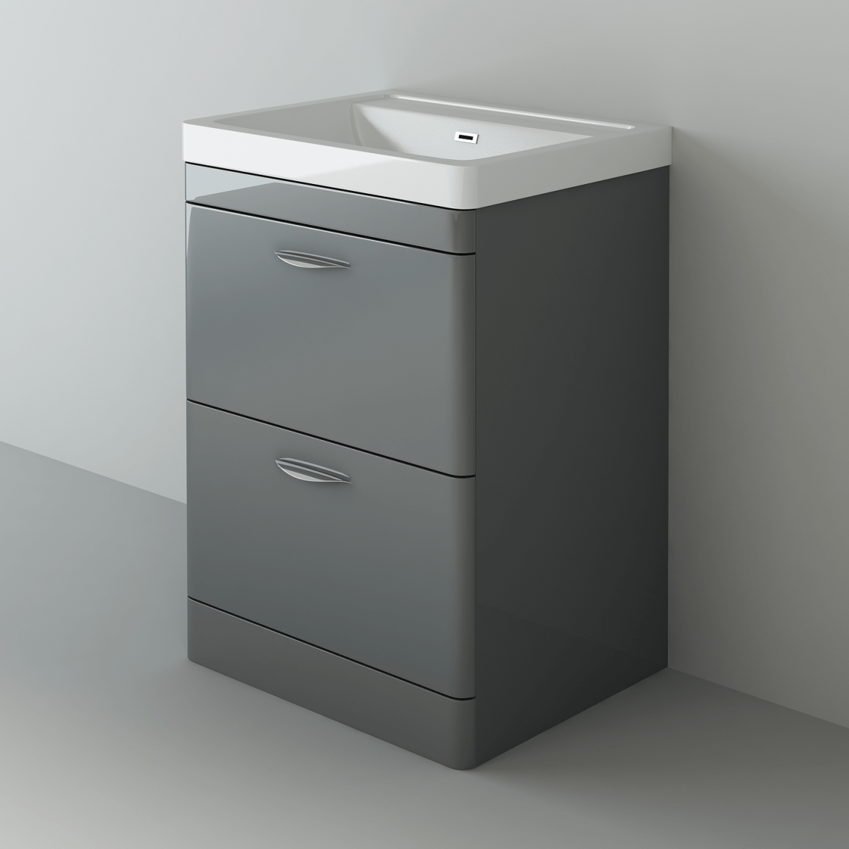 Apollo 2 Drawer Floorstanding Vanity With Basin - Elegant storage solution for bathrooms. Buy now for great value and style at Bathroom4Less.