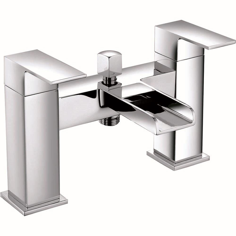 VeeBath Kinross Square Waterfall Bath Shower Mixer Filler Tap, Shower - Chrome