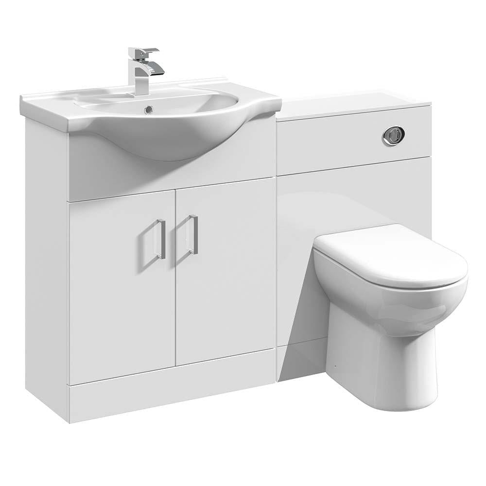 VeeBath Furniture > Combination Vanity Units 1150mm Linx White MDF Bathroom Vanity Unit Set with Toilet Pan