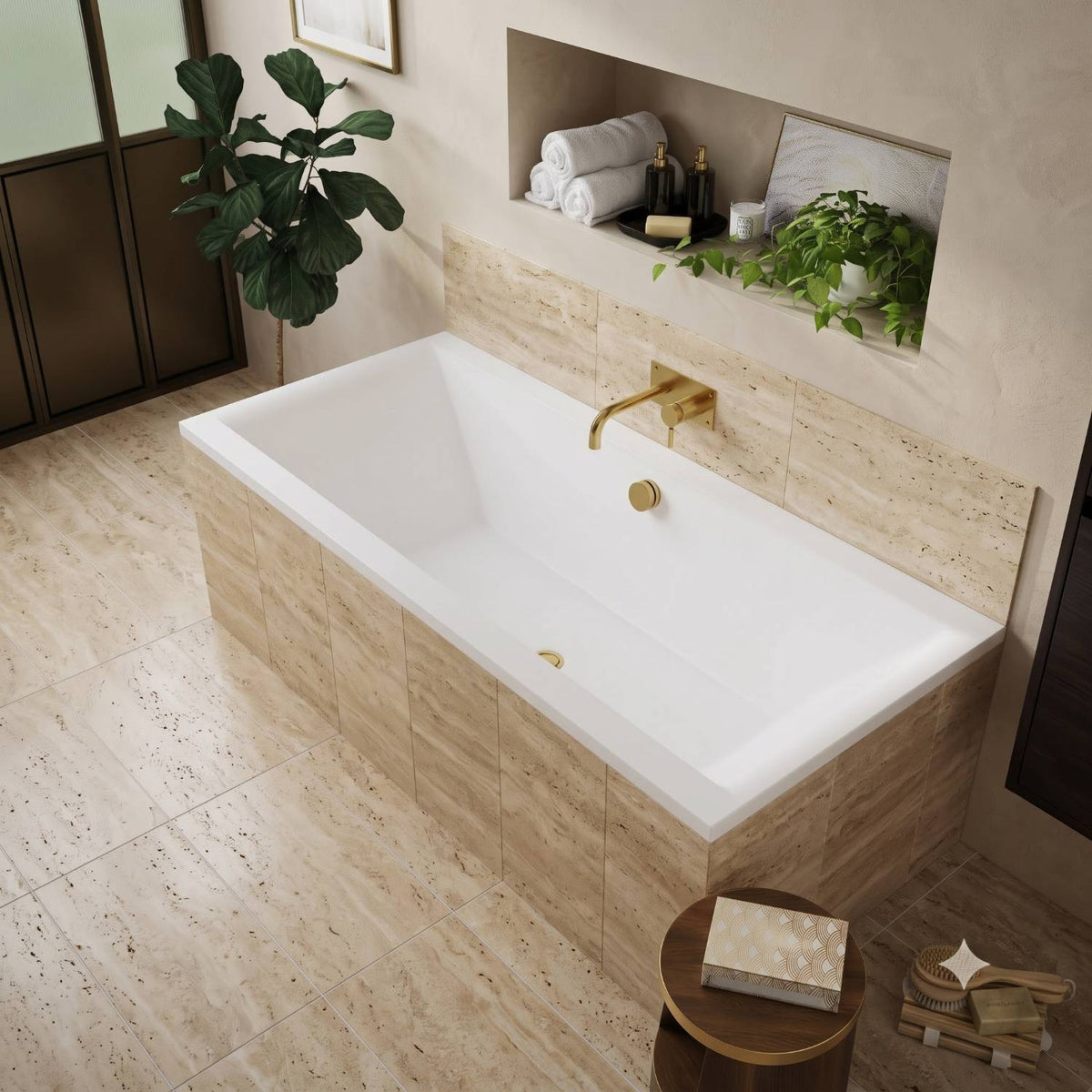 Harrington Straight Double Ended Acrylic Rectangular Bath With Legs - White