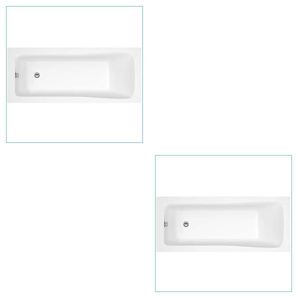 VeeBath Baths > Straight Baths Modern Bathroom Bathtub Single Ended Curved Acrylic White Gloss Adjustable Feet