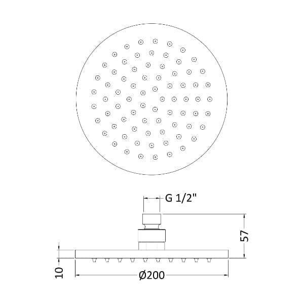 Nuie Shower Heads Nuie 200mm Diameter LED Round Fixed Shower Head - Chrome