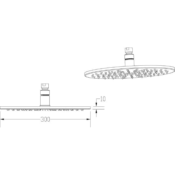 Nuie Shower Heads Nuie 300mm Diameter LED Round Fixed Shower Head - Chrome