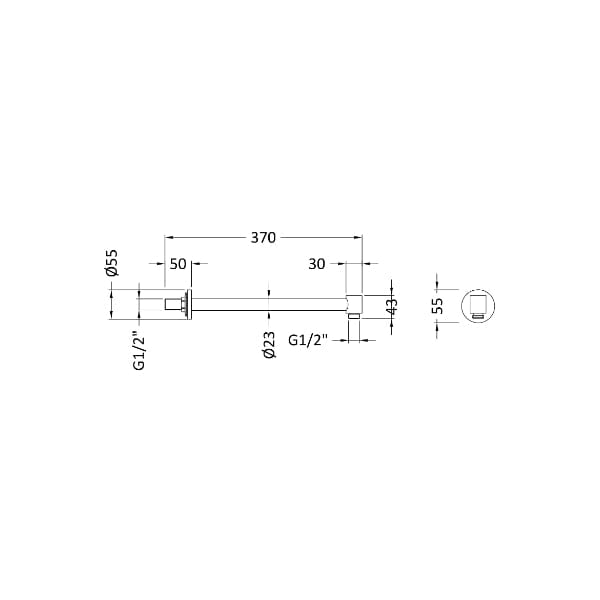 Nuie Shower Arms Nuie 328mm Long Wall Mounted Shower Arm - Chrome