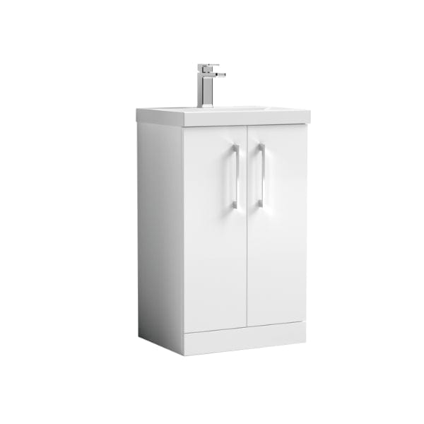 Nuie Floor Standing Vanity Units,Modern Vanity Units,Basins With Floor Standing Vanity Units,Nuie Gloss White Nuie Arno 2 Door Floorstanding Vanity Unit With Basin-1 500mm Wide