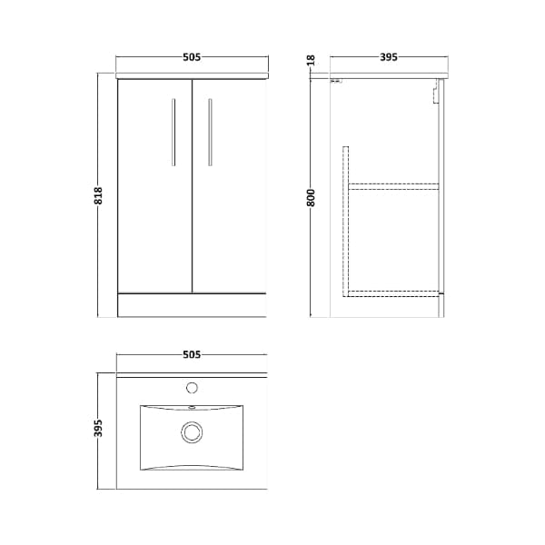 Nuie Floor Standing Vanity Units,Modern Vanity Units,Basins With Floor Standing Vanity Units,Nuie Nuie Arno 2 Door Floorstanding Vanity Unit With Basin-2 500mm Wide