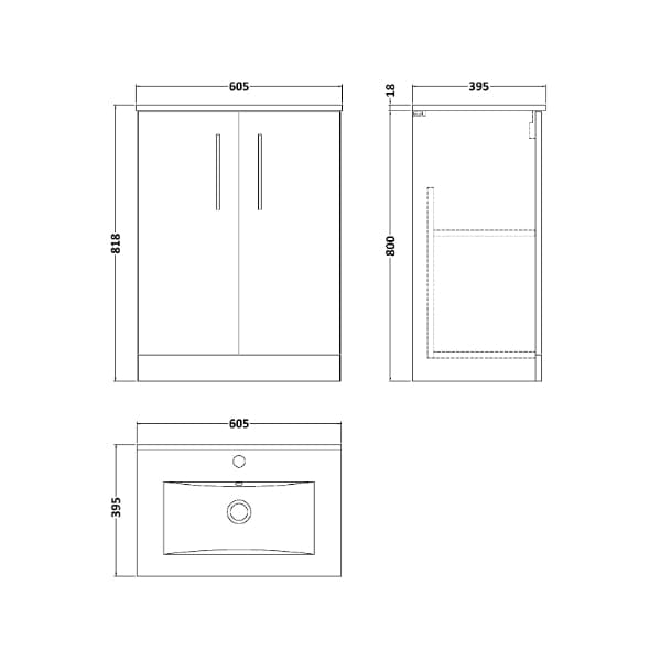 Nuie Floor Standing Vanity Units,Modern Vanity Units,Basins With Floor Standing Vanity Units,Nuie Nuie Arno 2 Door Floorstanding Vanity Unit With Basin-2 600mm Wide