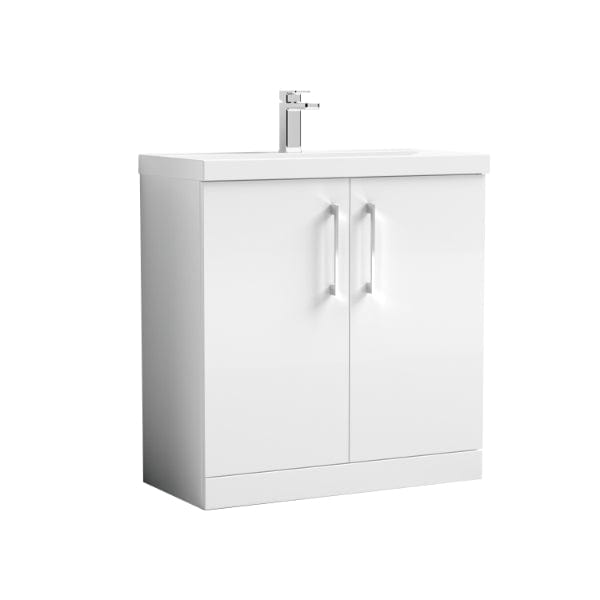 Nuie Floor Standing Vanity Units,Modern Vanity Units,Basins With Floor Standing Vanity Units,Nuie Gloss White Nuie Arno 2 Door Floorstanding Vanity Unit With Basin-2 800mm Wide