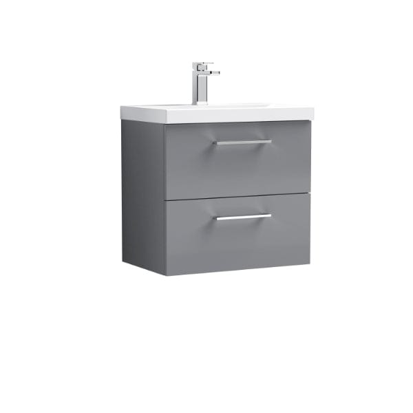 Nuie Wall Hung Vanity Units,Modern Vanity Units,Basins With Wall Hung Vanity Units,Nuie Cloud Grey Nuie Arno 2 Drawer Wall Hung Vanity Unit With Basin-1 600mm Wide