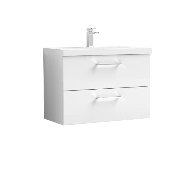 Nuie Wall Hung Vanity Units,Modern Vanity Units,Basins With Wall Hung Vanity Units,Nuie Gloss White Nuie Arno 2 Drawer Wall Hung Vanity Unit With Basin-1 800mm Wide