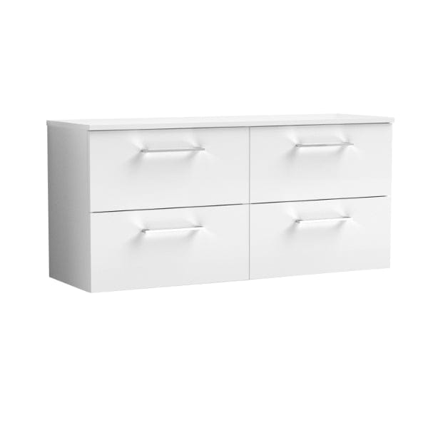 Nuie Wall Hung Vanity Units,Modern Vanity Units,Basins With Wall Hung Vanity Units,Nuie Gloss White Nuie Arno 4 Drawer Wall Hung Vanity Unit With Worktop 1200mm Wide