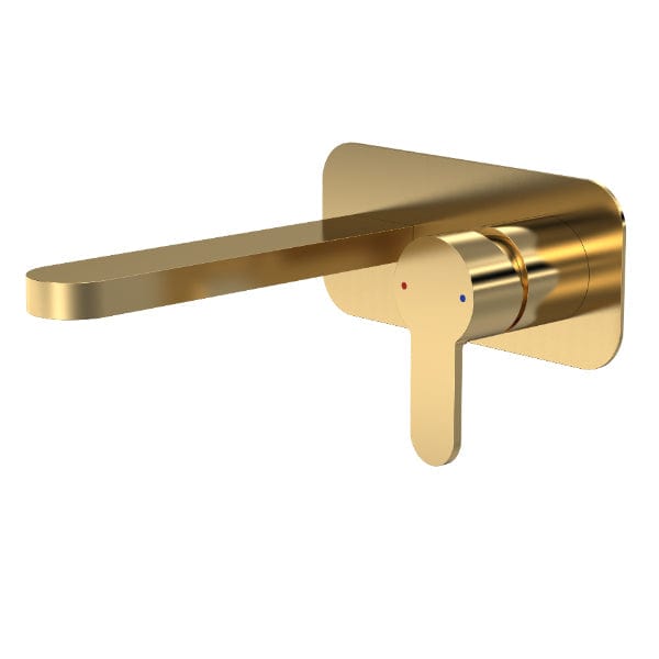 Nuie Wall Mounted Taps,Basin Mixer Taps,Modern Taps Brushed Brass Nuie Arvan 2-Hole Wall Mounted Basin Mixer Tap With Plate