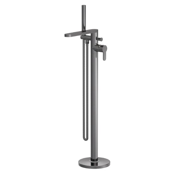 Nuie Freestanding Bath Taps Brushed Gun Metal Nuie Arvan Freestanding Bath Shower Mixer Tap with Shower Kit