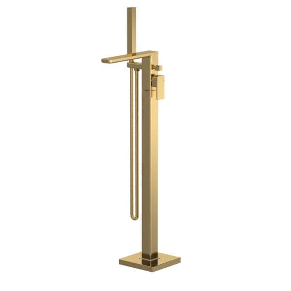 Nuie Freestanding Bath Taps Brushed Brass Nuie Arvan Freestanding Bath Shower Mixer Tap with Shower Kit