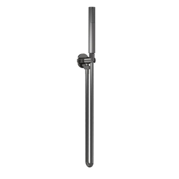 Nuie Shower Head Handsets & Hose Kits Nuie Arvan Round Pencil Shower Handset With Hose And Bracket - Brushed Gun Metal