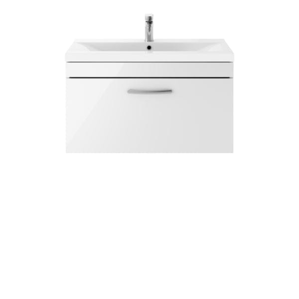 Nuie Wall Hung Vanity Units,Modern Vanity Units,Basins With Wall Hung Vanity Units,Nuie Gloss White Nuie Athena 1 Drawer Wall Hung Vanity Unit With Basin-1 800mm Wide