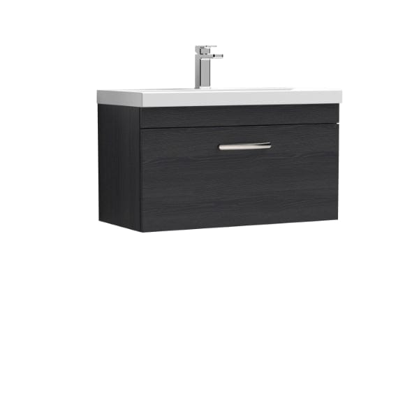 Nuie Wall Hung Vanity Units,Modern Vanity Units,Basins With Wall Hung Vanity Units,Nuie Charcoal Black Nuie Athena 1 Drawer Wall Hung Vanity Unit With Basin-2 800mm Wide