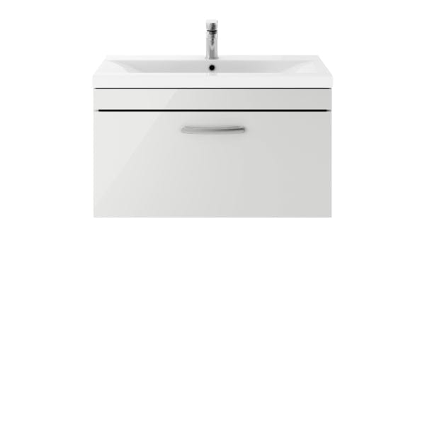 Nuie Wall Hung Vanity Units,Modern Vanity Units,Basins With Wall Hung Vanity Units,Nuie Gloss Grey Mist Nuie Athena 1 Drawer Wall Hung Vanity Unit With Basin-4 800mm Wide