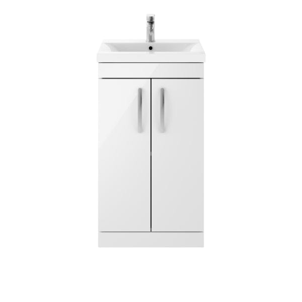 Nuie Floor Standing Vanity Units,Modern Vanity Units,Basins With Floor Standing Vanity Units,Nuie Gloss White Nuie Athena 2 Door Floorstanding Vanity Unit With Basin-1 500mm Wide