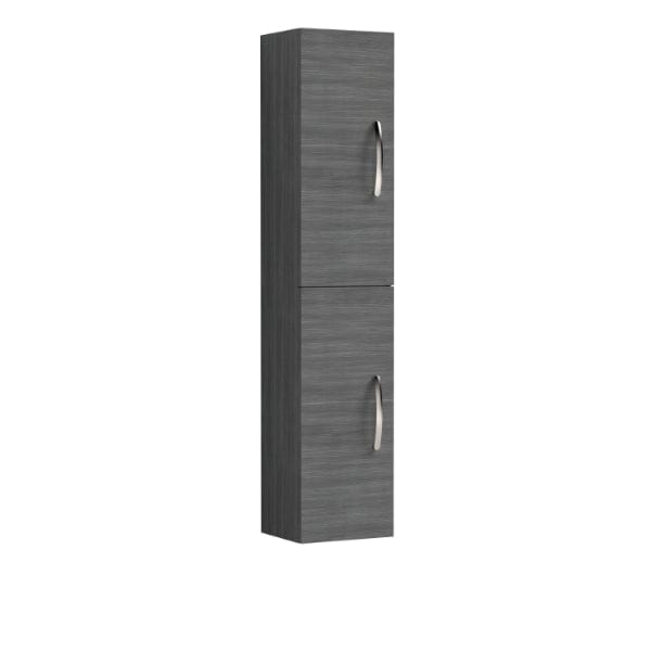 Nuie Tall Storage Units,Modern Storage Units Anthracite Woodgrain Nuie Athena 2 Door Wall Hung Tall Storage Unit 300mm Wide