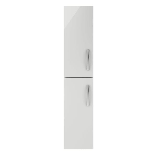 Nuie Tall Storage Units,Modern Storage Units Gloss Grey Mist Nuie Athena 2 Door Wall Hung Tall Storage Unit 300mm Wide
