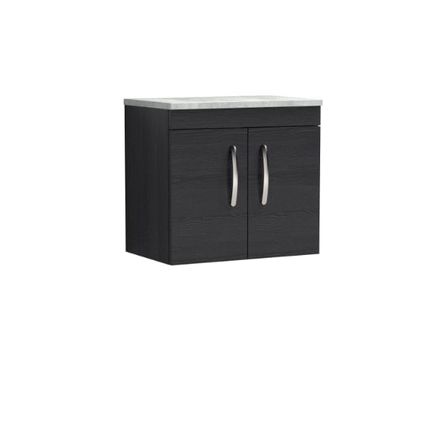 Nuie Wall Hung Vanity Units,Modern Vanity Units,Basins With Wall Hung Vanity Units,Nuie Charcoal Black / Bellato Grey Worktop Nuie Athena 2 Door Wall Hung Vanity Unit 600mm Wide