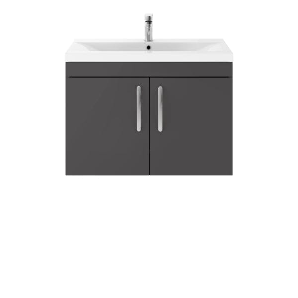 Nuie Wall Hung Vanity Units,Modern Vanity Units,Basins With Wall Hung Vanity Units,Nuie Gloss Grey Nuie Athena 2 Door Wall Hung Vanity Unit With Basin-4 800mm Wide