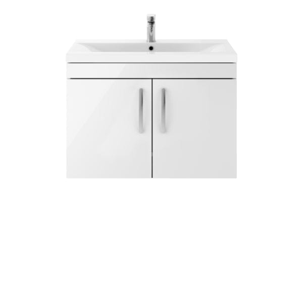 Nuie Wall Hung Vanity Units,Modern Vanity Units,Basins With Wall Hung Vanity Units,Nuie Gloss White Nuie Athena 2 Door Wall Hung Vanity Unit With Basin-4 800mm Wide