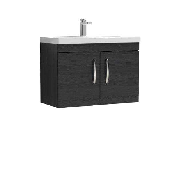 Nuie Wall Hung Vanity Units,Modern Vanity Units,Basins With Wall Hung Vanity Units,Nuie Charcoal Black Nuie Athena 2 Door Wall Hung Vanity Unit With Basin-4 800mm Wide