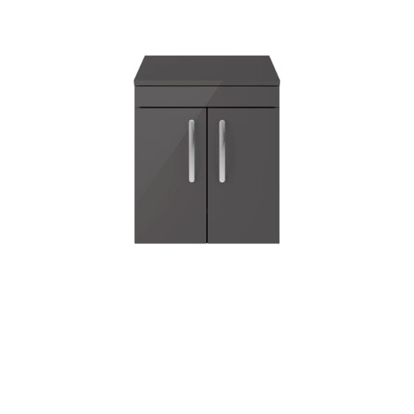 Nuie Wall Hung Vanity Units,Modern Vanity Units,Basins With Wall Hung Vanity Units,Nuie Gloss Grey Nuie Athena 2 Door Wall Hung Vanity Unit With Worktop 500mm Wide