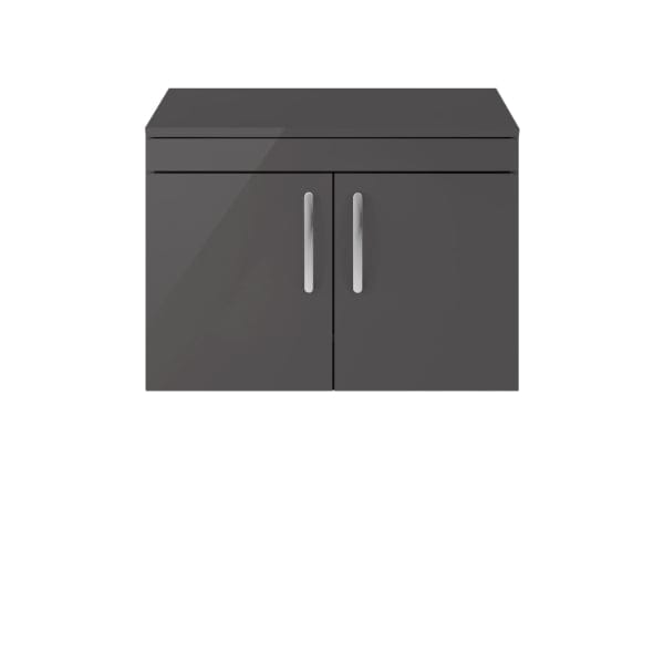 Nuie Wall Hung Vanity Units,Modern Vanity Units,Basins With Wall Hung Vanity Units,Nuie Gloss Grey Nuie Athena 2 Door Wall Hung Vanity Unit With Worktop 800mm Wide