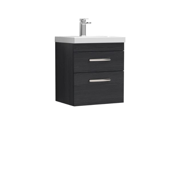 Nuie Wall Hung Vanity Units,Modern Vanity Units,Basins With Wall Hung Vanity Units,Nuie Charcoal Black Nuie Athena 2 Drawer Wall Hung Vanity Unit With Basin-2 500mm Wide