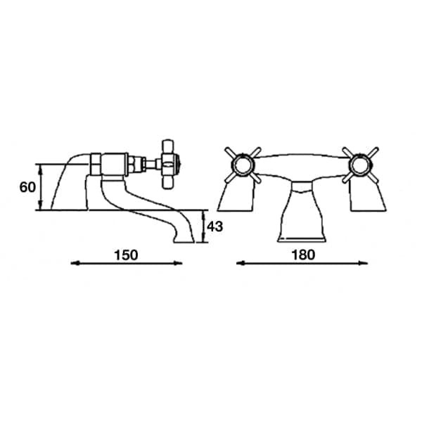 Nuie Bath Filler Taps,Traditional Taps,Deck Mounted Taps Nuie Beaumont Bath Filler Tap - Chrome