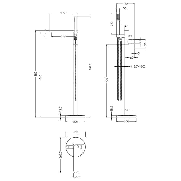 Nuie Freestanding Bath Taps Nuie Binsey Freestanding Bath Shower Mixer Tap with Shower Kit